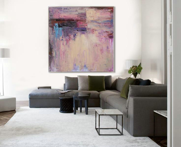 Extra Large Acrylic Painting On Canvas,Oversized Contemporary Art,Abstract Art Decor Large Canvas Painting,Pink,Nude,Blue,Purple.etc
